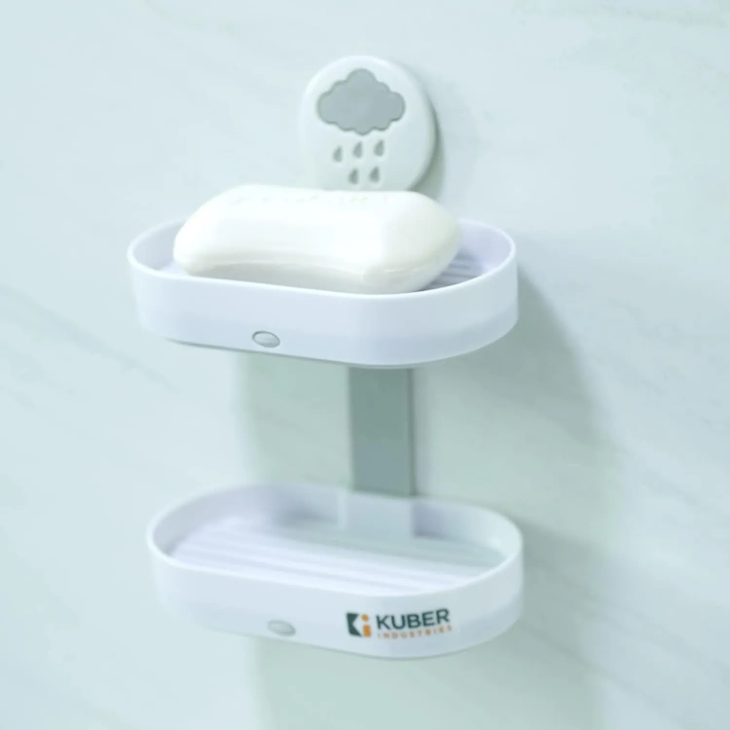 Kuber Industries Two Tier Hanging Soap Case|Self Adheshive|Waterproof Drainage Design|Space Optimizing|Multi Utility Sink Organizers|CM02|Set of 12|White