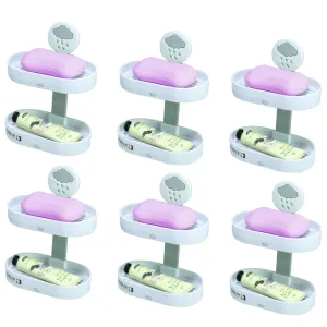 Kuber Industries Two Tier Hanging Soap Case|Self Adheshive|Waterproof Drainage Design|Space Optimizing|Multi Utility Sink Organizers|CM02|Set of 12|White