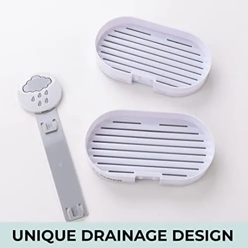 Kuber Industries Two Tier Hanging Soap Case|Self Adheshive|Waterproof Drainage Design|Space Optimizing|Multi Utility Sink Organizers|CM02|Set of 12|White