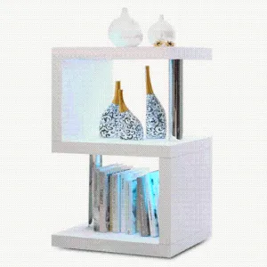 Modern LED-Lit Side Table & Bookshelf - Compact End Table for Living Room - SHI8-ST26