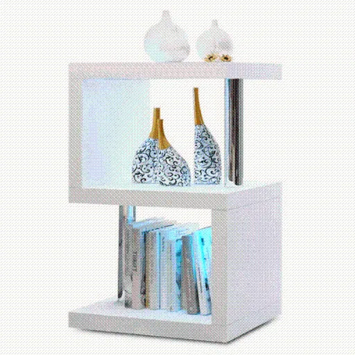 Modern LED-Lit Side Table & Bookshelf - Compact End Table for Living Room - SHI8-ST26