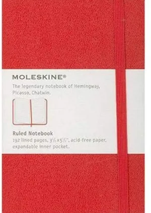 Moleskine Ruled Notebook Pocket Size Red Hard Cover