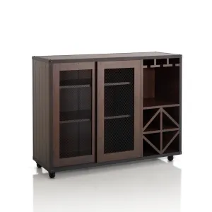 Mora Vintage Walnut Mobile 8-Bottle Wine Bar Cabinet (36-inch)