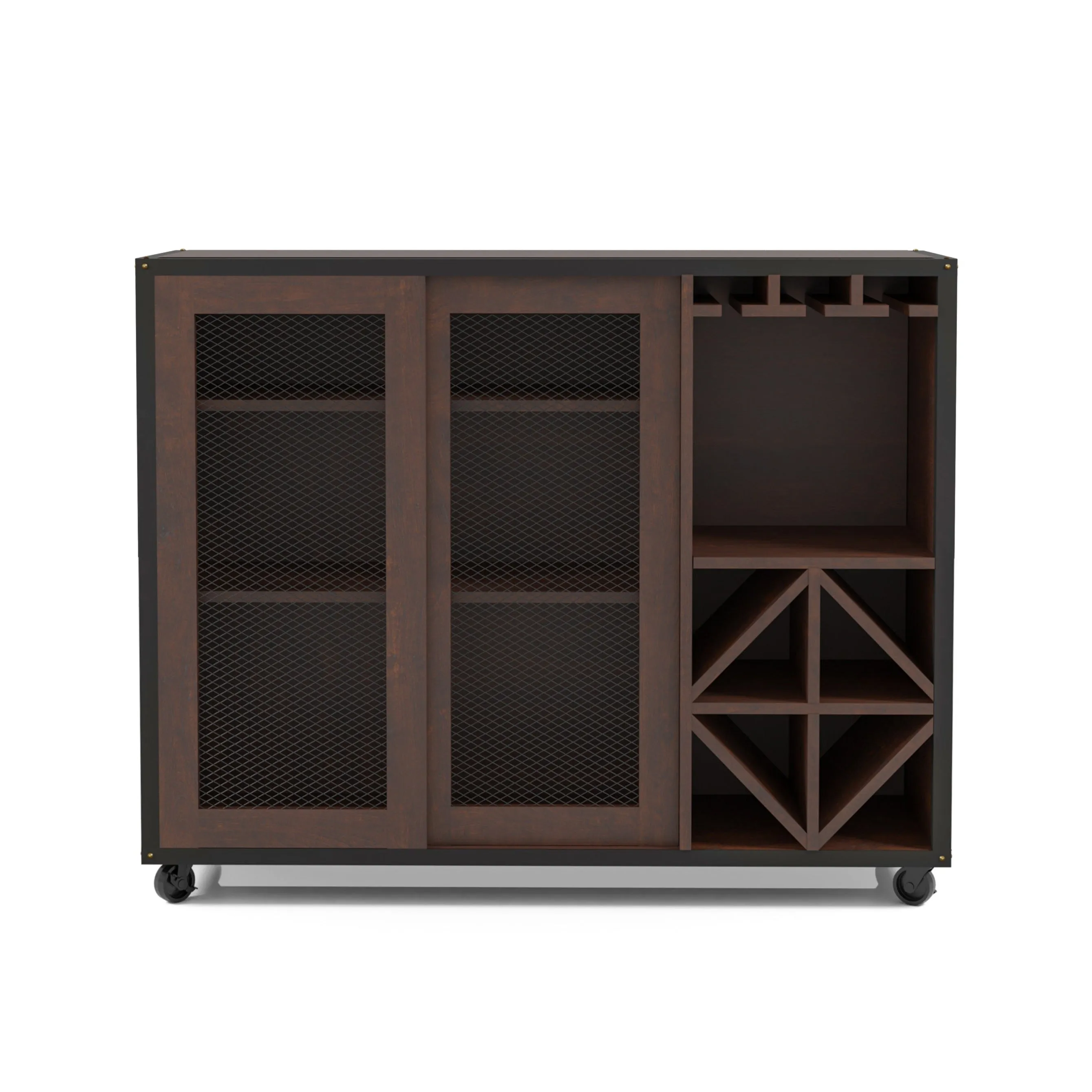 Mora Vintage Walnut Mobile 8-Bottle Wine Bar Cabinet (36-inch)