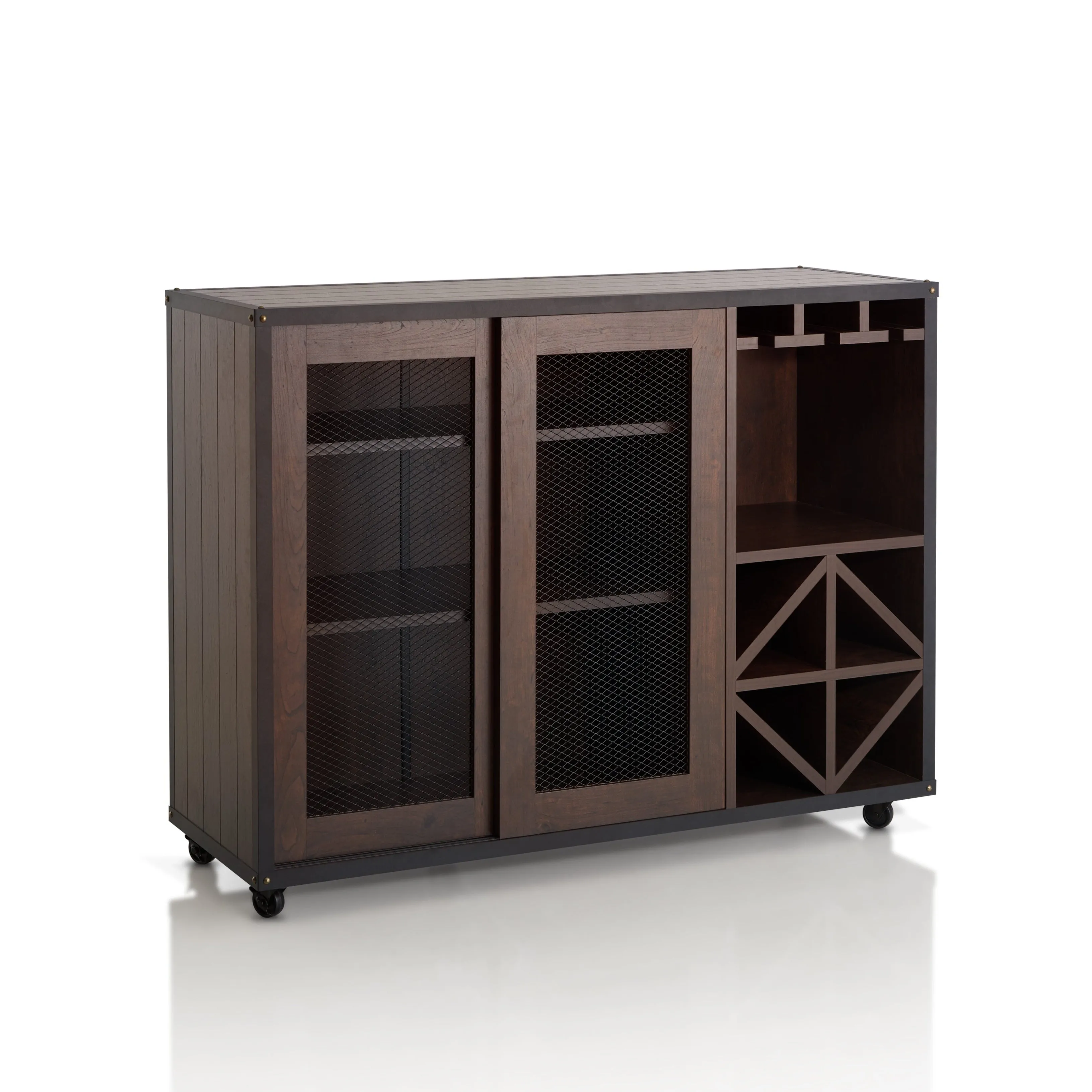 Mora Vintage Walnut Mobile 8-Bottle Wine Bar Cabinet (36-inch)