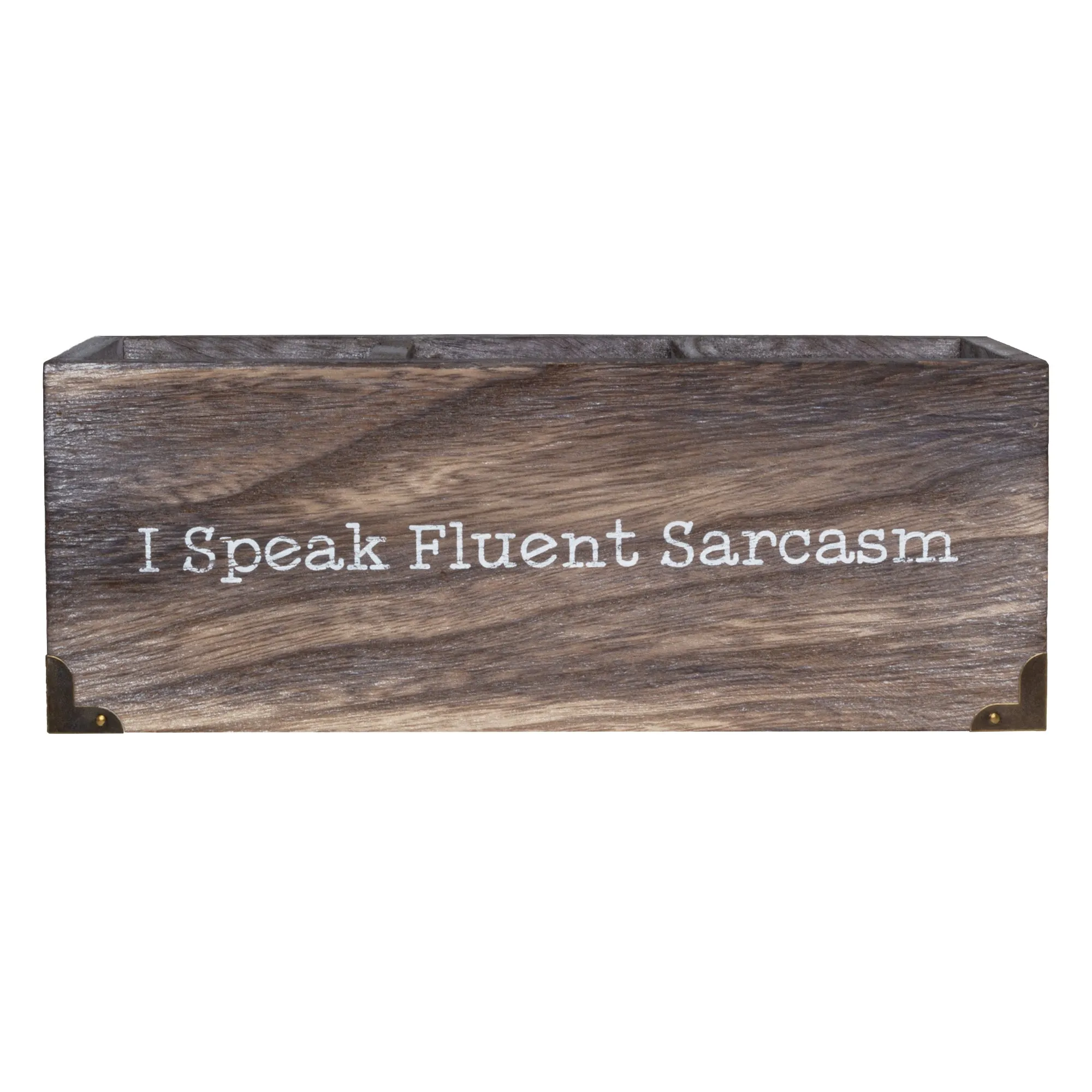 Novelty Wood Desk Organizer  for Pens & Office Supplies - I Speak Fluent Sarcasm