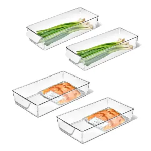OXO 4pc Plastic Refrigerator Storage Bin Starter Set White