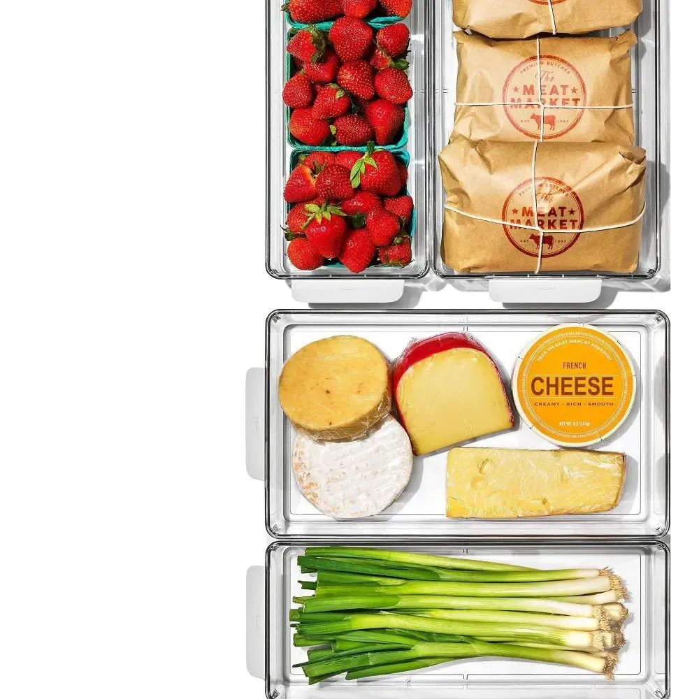 OXO 4pc Plastic Refrigerator Storage Bin Starter Set White