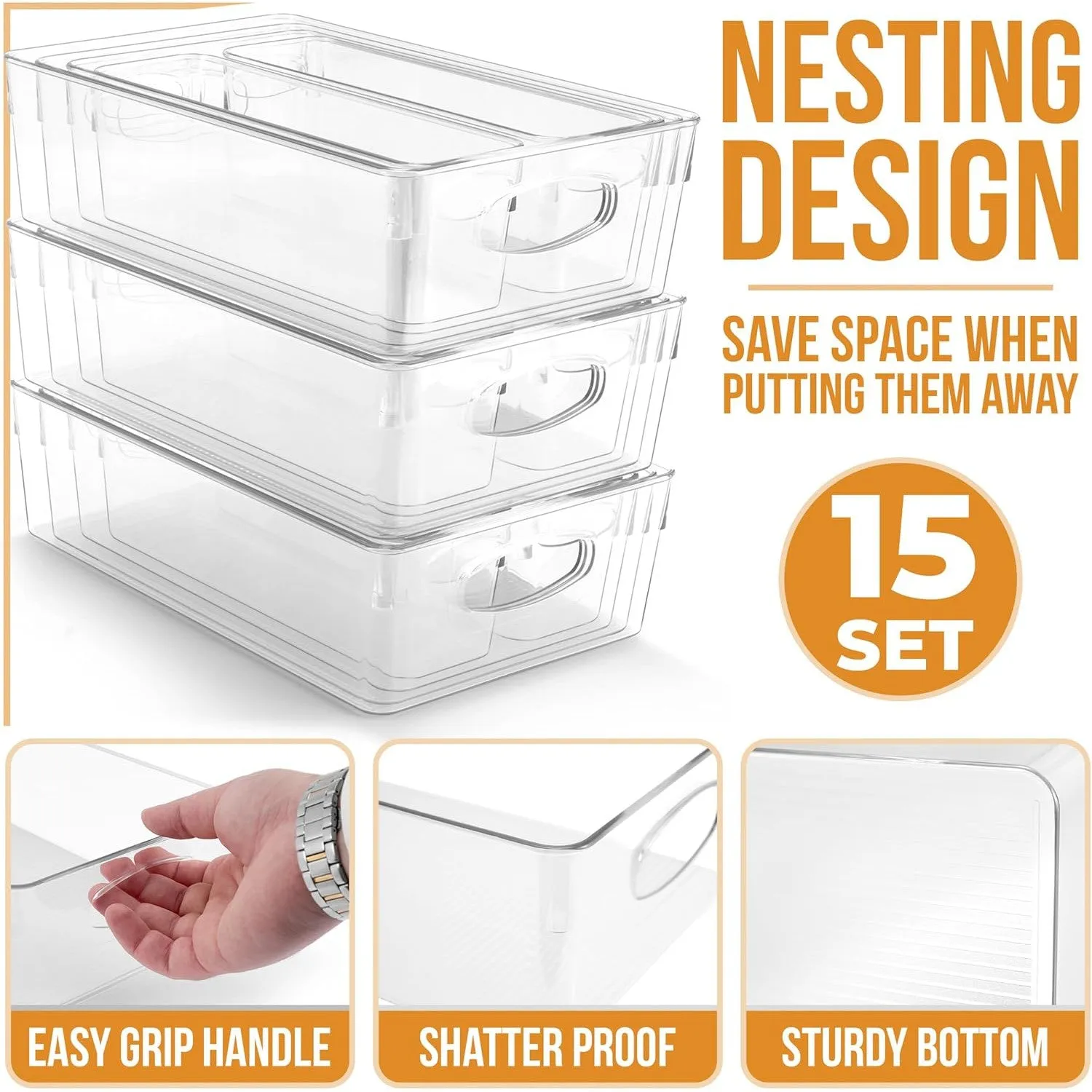 Plastic Clear Bins (15 pack)