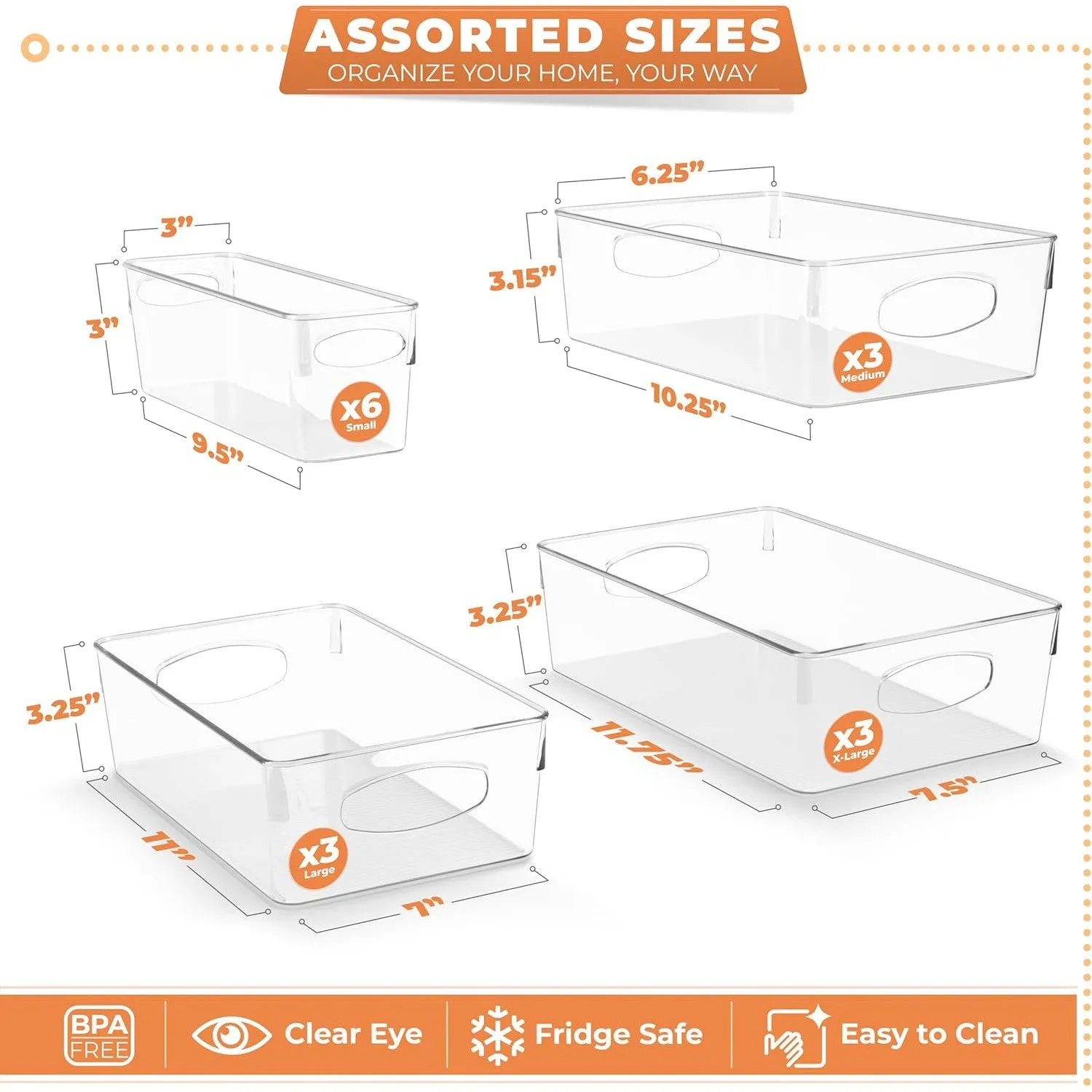 Plastic Clear Bins (15 pack)
