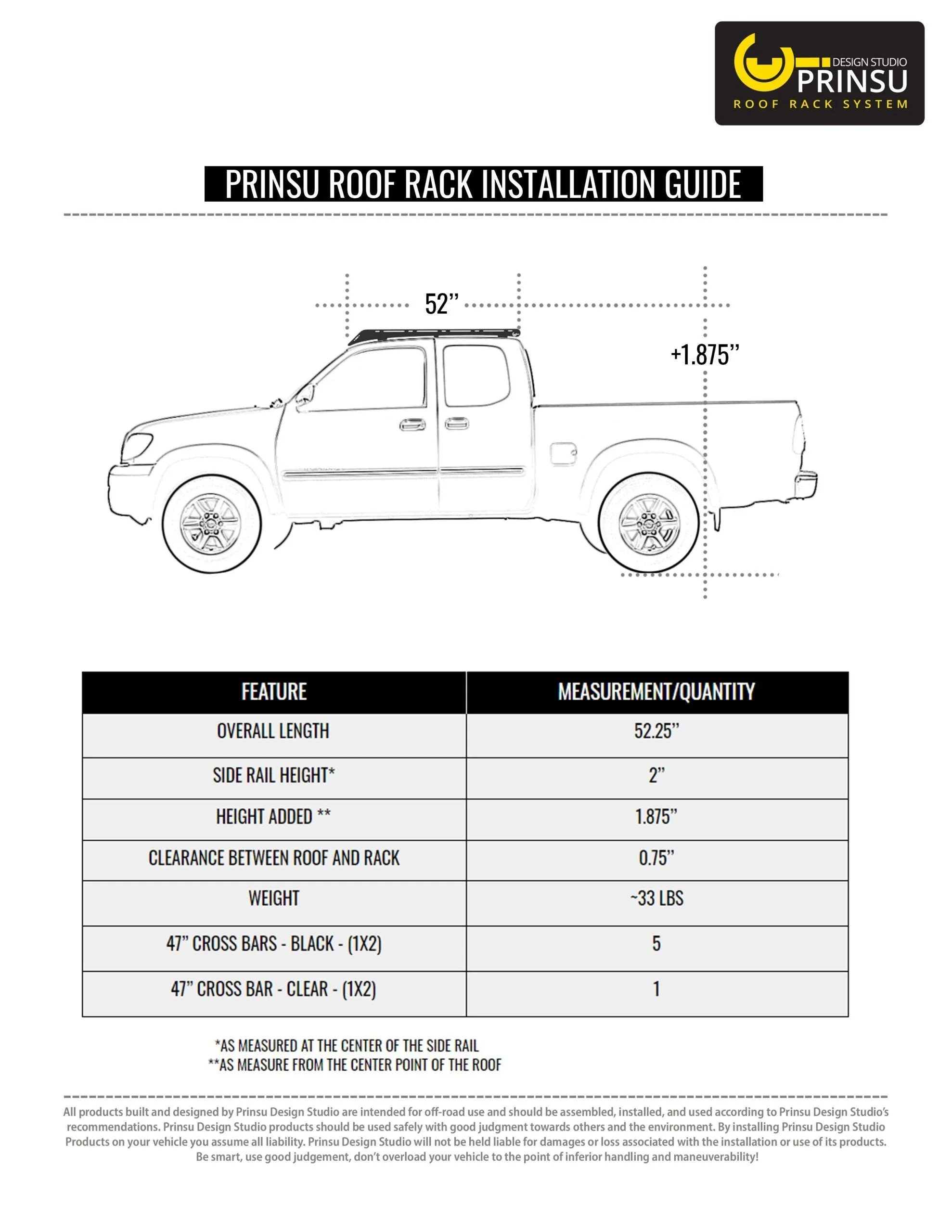 Prinsu 1st Gen Toyota Tundra Access Cab Rack | 2000-2006