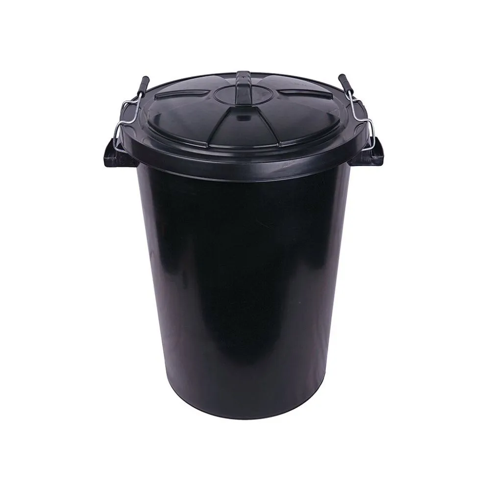 Proplas 90L Black Clip Lid Dustbin