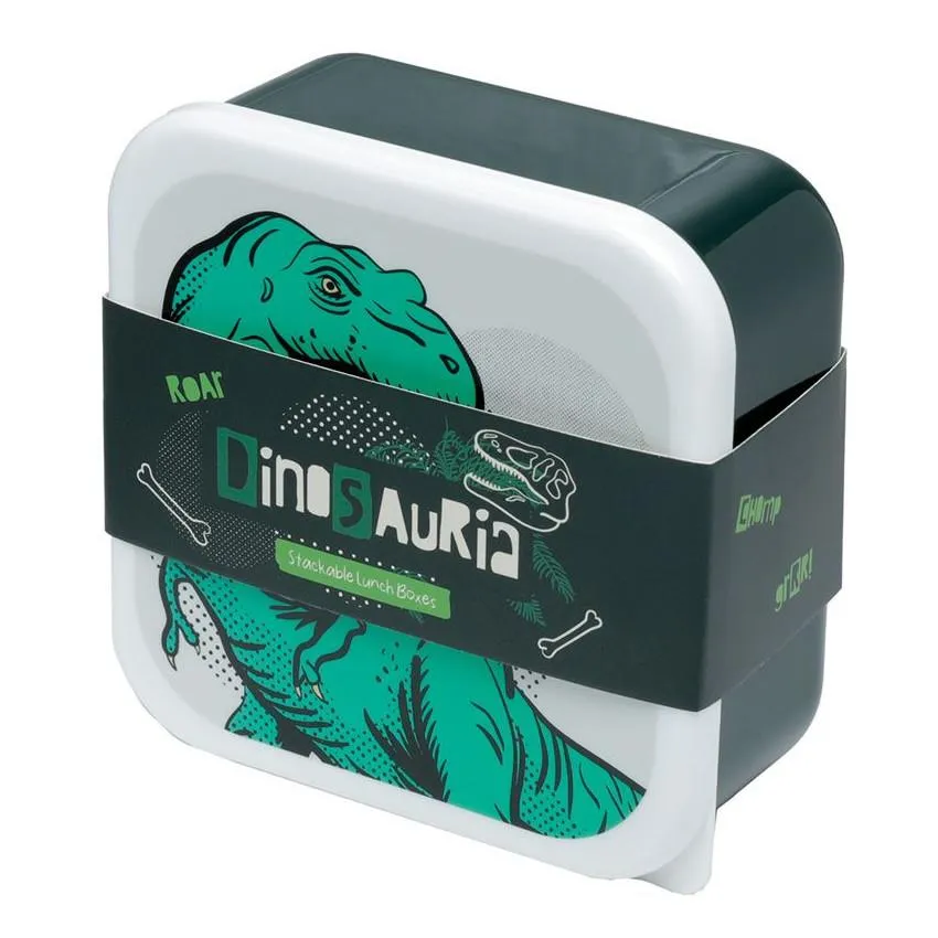 Puckator Stackable Lunch Box Set - Dinosauria