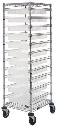 Quantum BC212469M2CL Bin Cart with 7 Rails, 24" x 21" x 69"