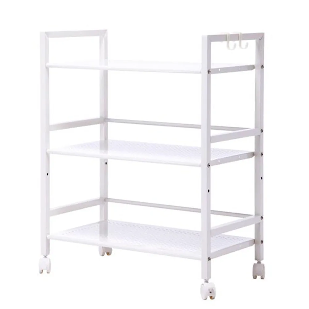 RONSHIN 3-tier Widened Cart Multi-function Layer Cart Movable Storage Rack White