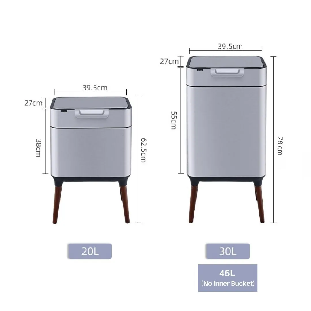 Stainless Steel 20L Press Bin with legs