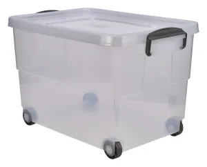 Storage Box 60L W/ Clip Handles On Wheels