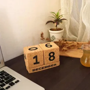 Table Calendar For Office or Student Desk | Easy Clean | Cork Made | Cube | DIY