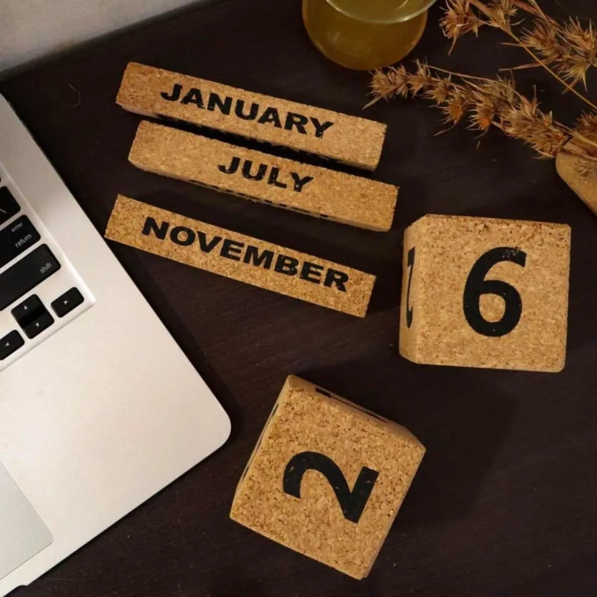 Table Calendar For Office or Student Desk | Easy Clean | Cork Made | Cube | DIY