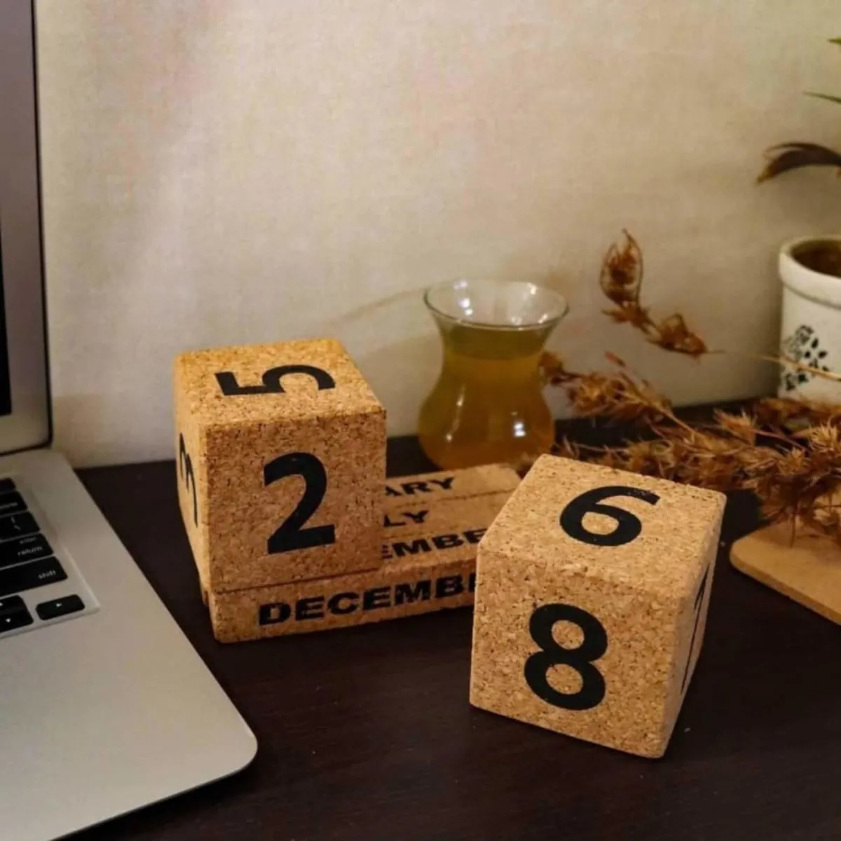 Table Calendar For Office or Student Desk | Easy Clean | Cork Made | Cube | DIY