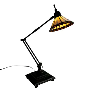 Table Lamp, Tiffany Style Shade, Adjustable Arm