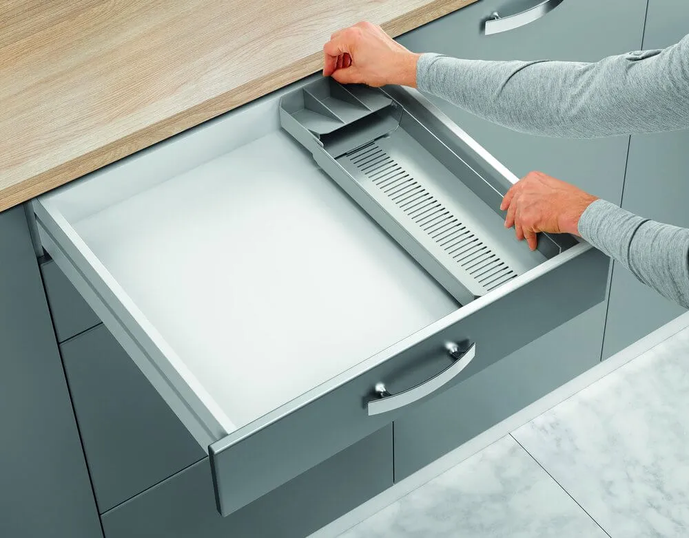 Uni Fit Adjustable Compact Cutlery Tray Grey