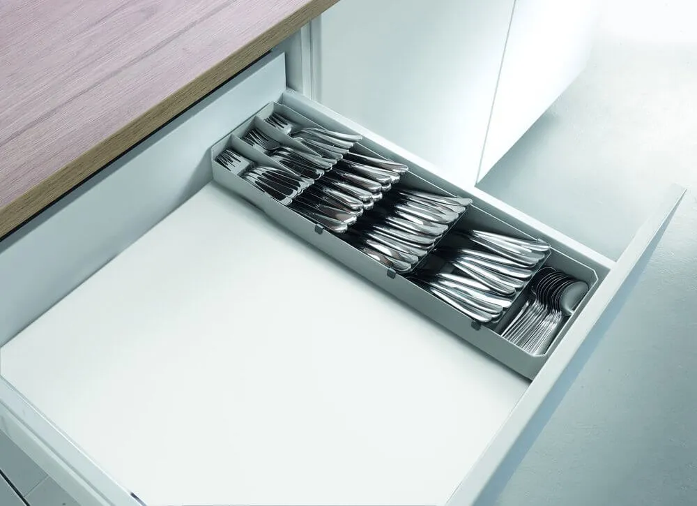 Uni Fit Adjustable Compact Cutlery Tray Grey
