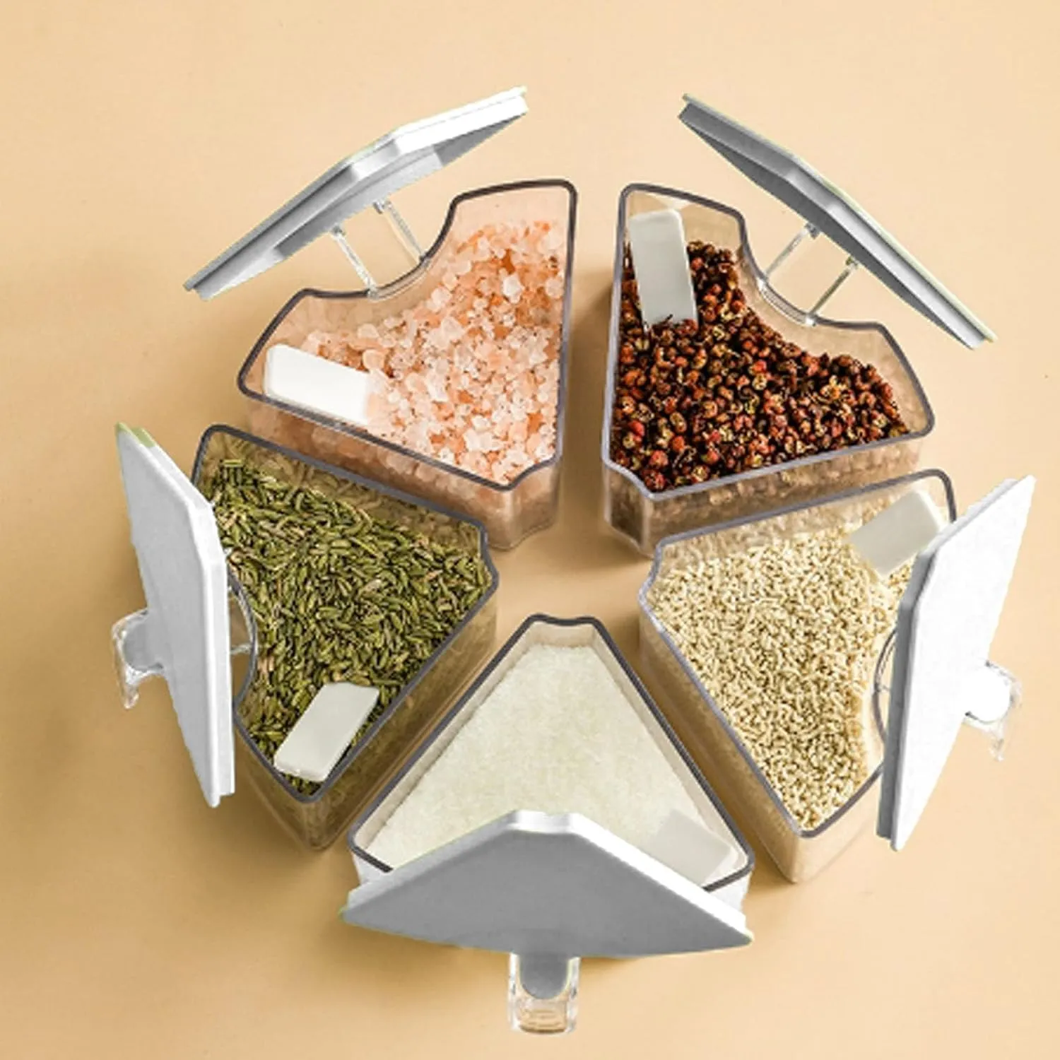 Urbane Home Spice Box | 360° Rotating Kitchen Spice Organizer | 2-Tier Seasoning Spice Jars | Masala Dani for Countertop | Kitchen Slabs Organizer | Kitchen Containers | B836-SMJ-2 | White