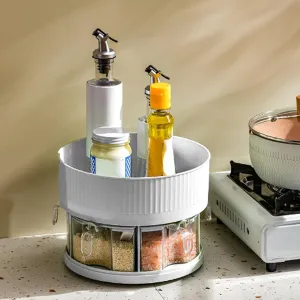 Urbane Home Spice Box | 360° Rotating Kitchen Spice Organizer | 2-Tier Seasoning Spice Jars | Masala Dani for Countertop | Kitchen Slabs Organizer | Kitchen Containers | B836-SMJ-2 | White