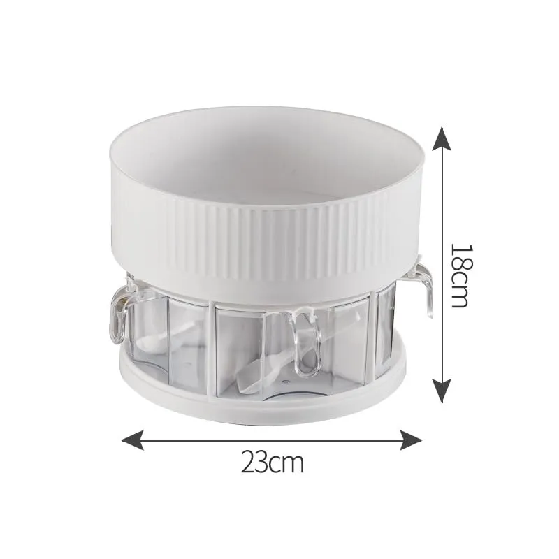 Urbane Home Spice Box | 360° Rotating Kitchen Spice Organizer | 2-Tier Seasoning Spice Jars | Masala Dani for Countertop | Kitchen Slabs Organizer | Kitchen Containers | B836-SMJ-2 | White