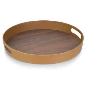 Walnut Copper Round Tray with Handles