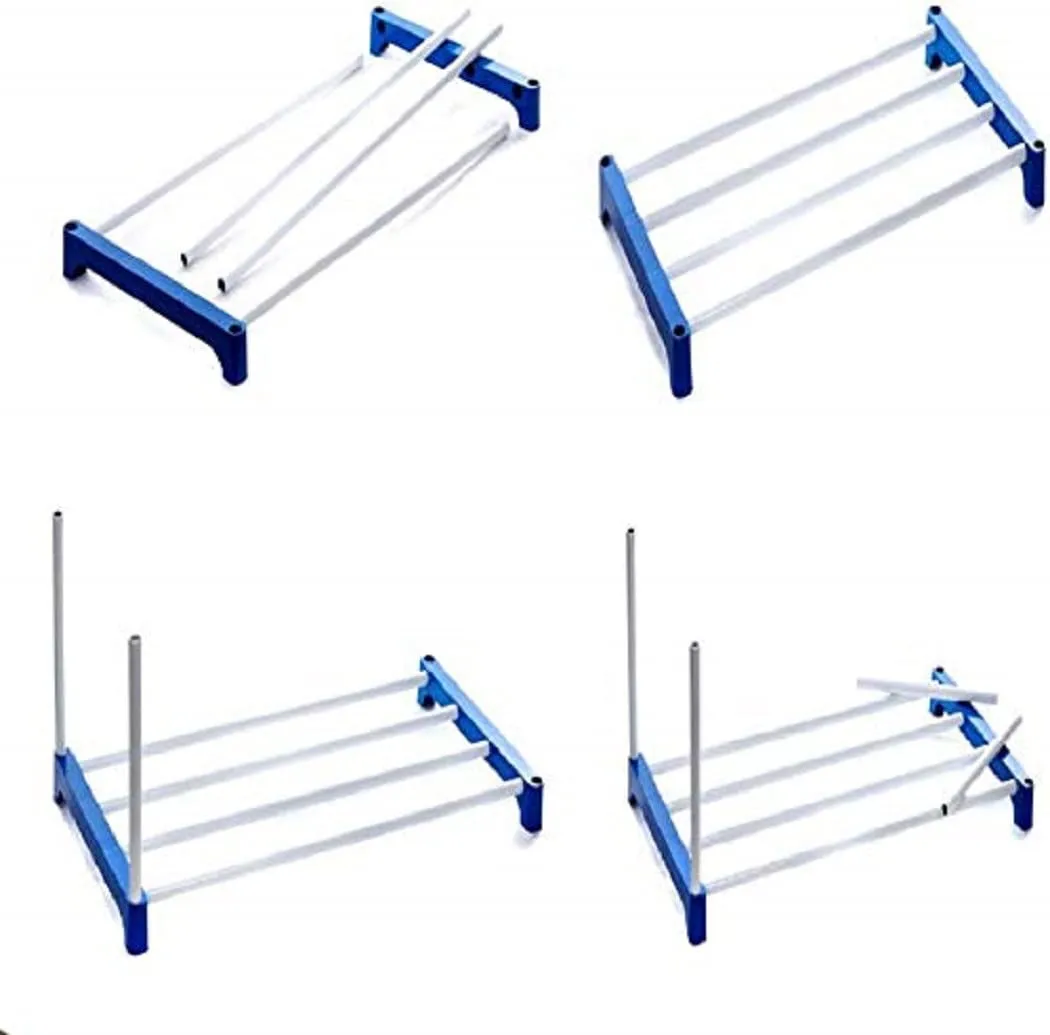 YMRR® Stackable Strong Metal & Plastic Joints Multipurpose Shoe Rack with Wheels 2 Shelves for Shoes, Books, Clothes, Kitchen & Utility Rack for Home, Office, Indoor & Outdoor, (2 Steps)
