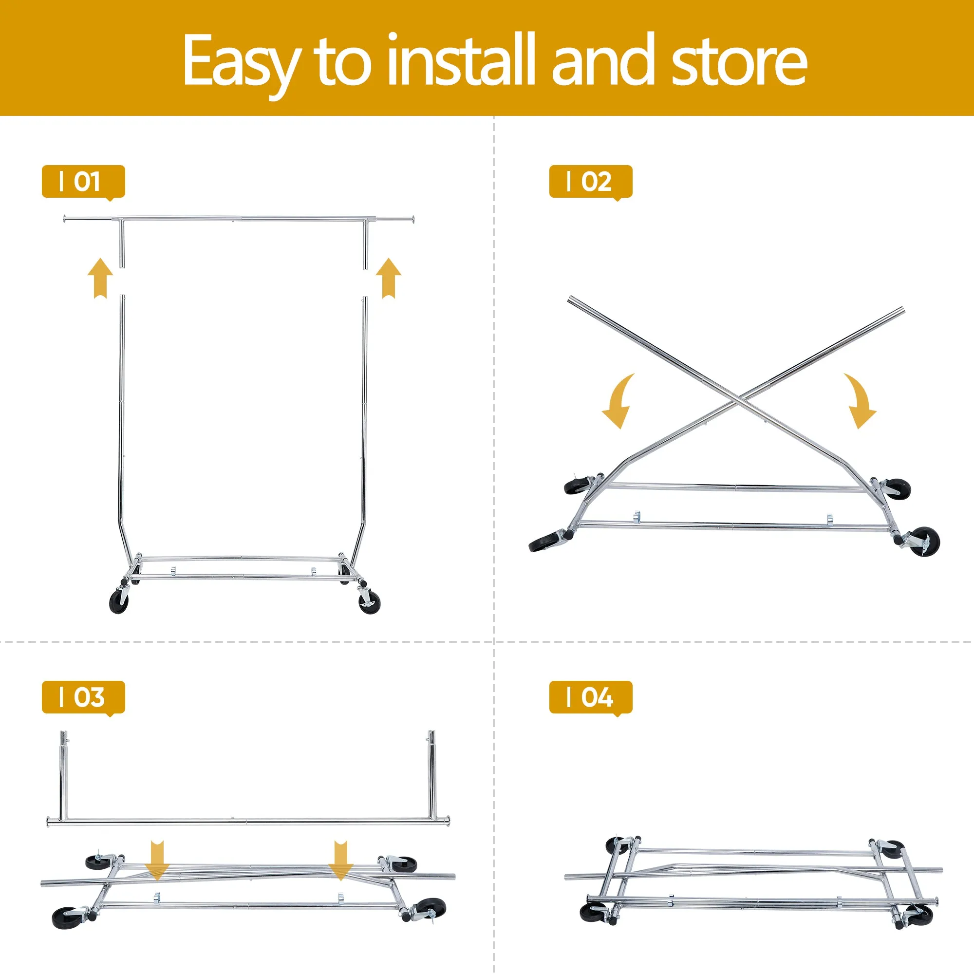 ZENY™ Commercial Grade Clothing Garment Rack, Heavy Duty Clothes Rack on Wheels, with Extendable Hanging Rail