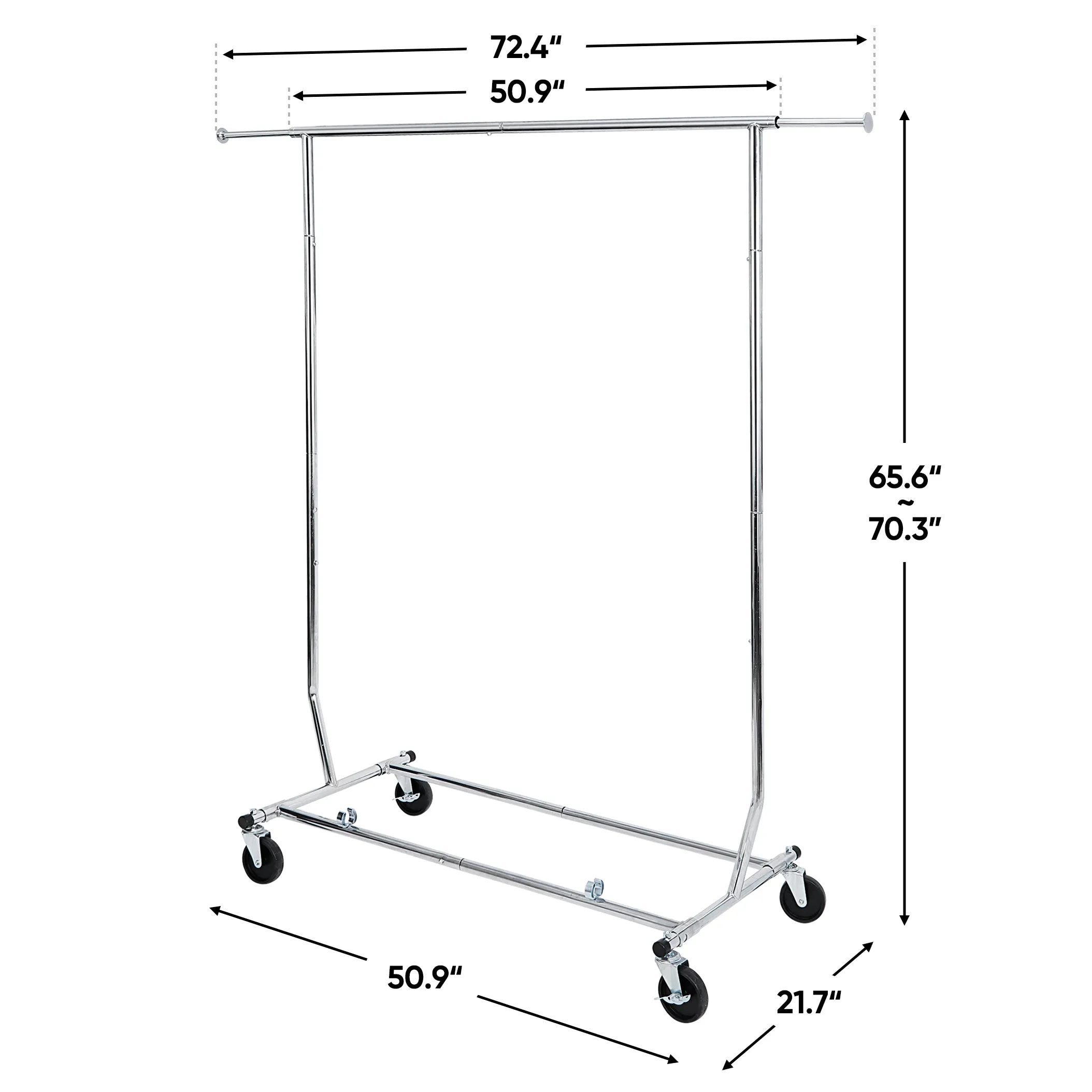 ZENY™ Commercial Grade Clothing Garment Rack, Heavy Duty Clothes Rack on Wheels, with Extendable Hanging Rail